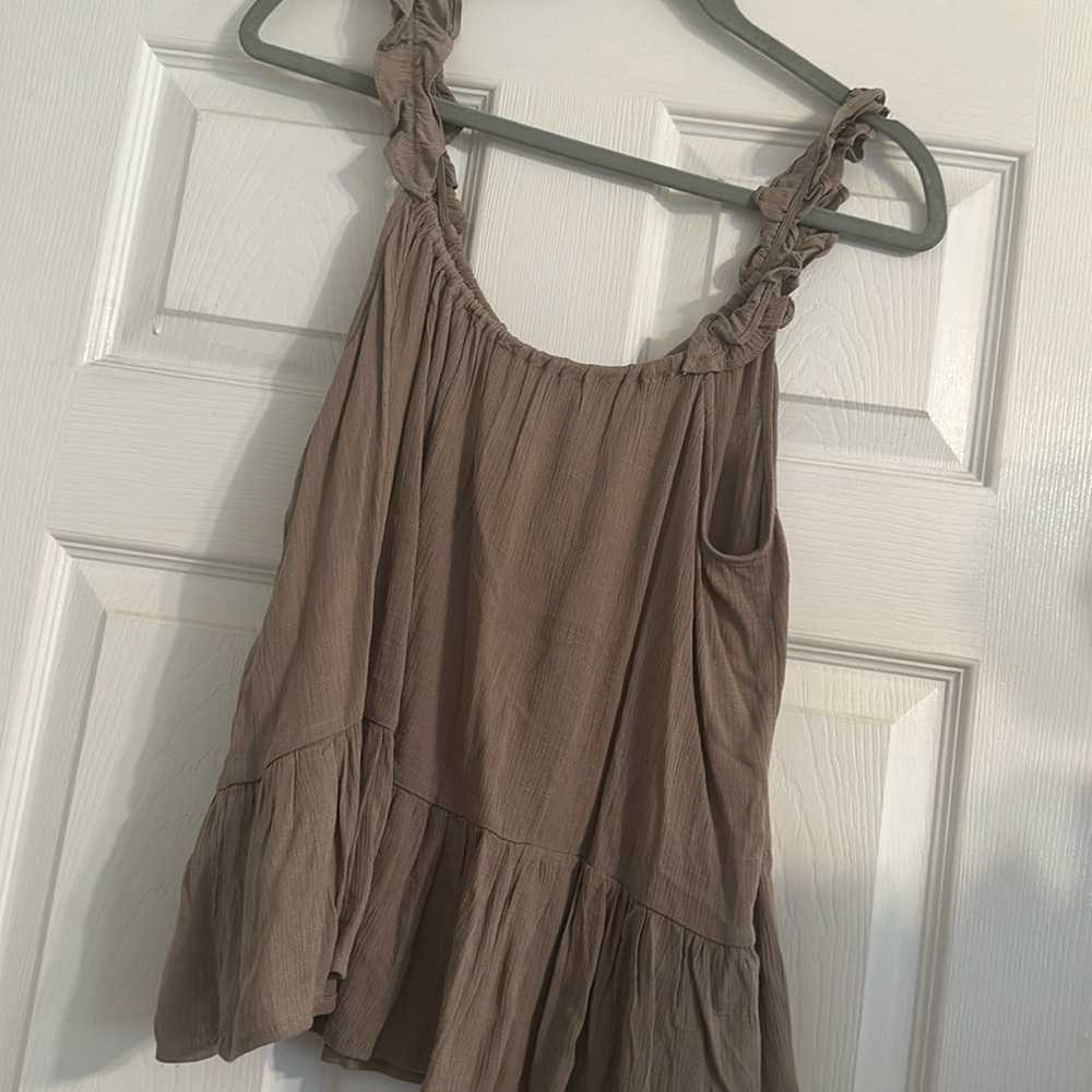 Ruffle sleeve crop babydoll tank